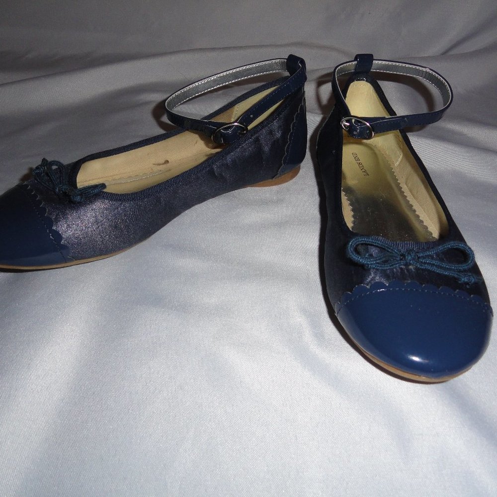 Lands End navy ballet flats with ankle strap